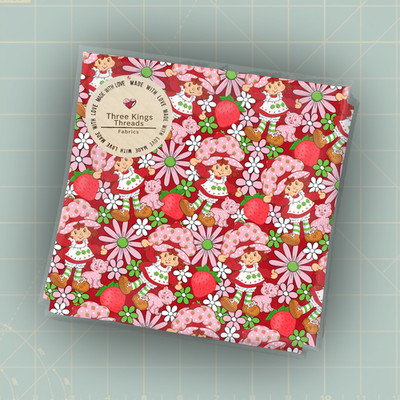 Strawberry Shortcake Red DBP Print 1 Yard Fabric Seamless Design App 59x36