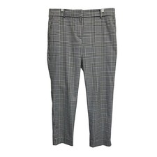 Talbots Sz 12 Black White Plaid Hampshire Ankle Dress Pants Trousers Classic