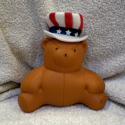 Bear Squeezable Stress Reliever w/ Patriotic Uncle Sam Hat 2024