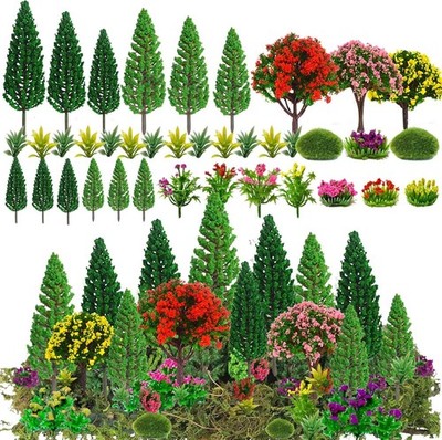 Model Trees Set 32pcs Mixed Flower Trees Artificial Landscape Miniature