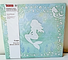 Craftsmart Scrapbook Album 30 Pages 12" x 12" Mermaid Shells Seahorse Coastal