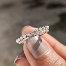 2 CT Round Cut F/VVS1 Moissanite Full Eternity Wedding Band Solid 14K White Gold