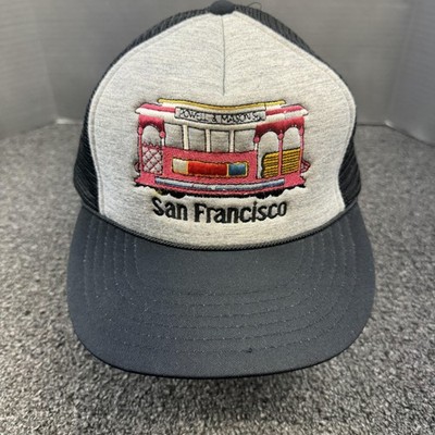 San Francisco Hat Cap Snap Back Black Gray Cable Car Mesh Trucker Mens One Size
