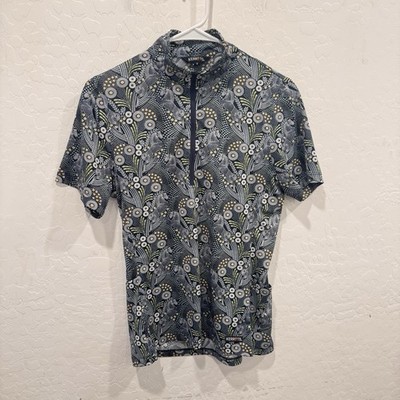 Kerrits Equestrian Shirt Womens Small Swirly Horse Floral Short Sleeve Riding