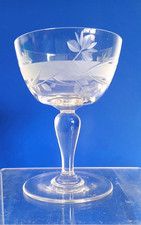 Champagne Coupe Wine Cup Glass x 6 France 1920s Etched Art Nouveau Deco Crystal