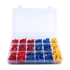 1500pcs Ring Fork Spade Butt Wire Connectors Insulated Electrical Yellow 