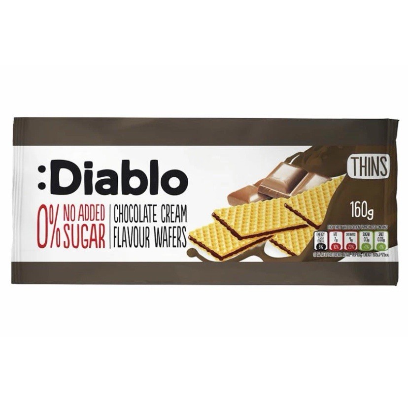 4 x 150g Diablo 0% No Added Sugar Chocolate Cream Wafers