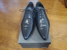 Alexander McQueen Pointed Toe Leather Dress Shoes Navy 26.5cm
