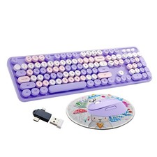 Wireless Keyboard and Mouse Combo, Ergonomic Cute Retro Typewriter Full Size ...