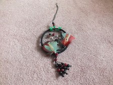 Beautiful Dream Catcher Handmade Beads Feathers Wall Hanging 10" + Hanger WOW