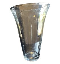 Vtg Mouthblown Clear Glass Cylinder Flower Vase 11  1/2 Tall 8" Wide