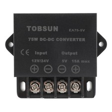 DC 12V/24V to 5V 15A Power Converter 75W Step Down Voltage Reducer Buck Regul...