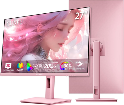27インチ Pastel Pink ゲーミングモニター WQHD 180Hz 27 Inch Pastel Pink Gaming Monitor QHD 2560X1440 180/200Hz 1Ms GTG