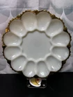 Vintage Milk Glass Deviled Egg Tray Trimmed in Gold