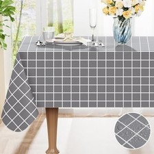 Rectangle Table Cloth, Waterproof Vinyl 84" x 60" Rectangular Grey