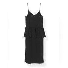 Ganni Black Clark Slip Dress Ruffle Size Large