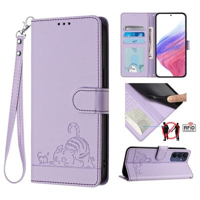 Cute Cat Leather Card Wallet Case Bag Flip Stand Cover For iPhone Samsung Huawei