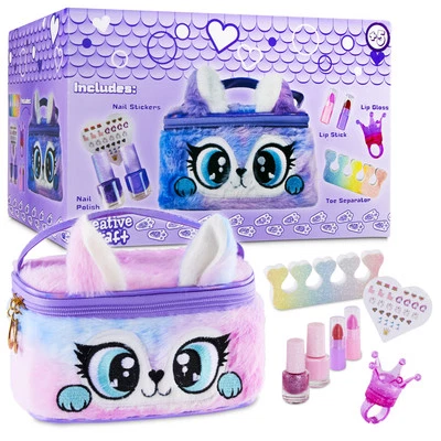 Kreativekraft Kids Girls Makeup And Nail Polish Sets In Plush Bag Adorable