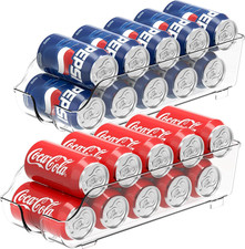 Soda Can Organizer and Dispenser for Refrigerator / Pantry, Clear, Set of 2