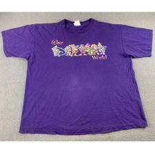 Vintage Walt Disney XL Purple Snow White Seven Dwarfs Graphic Crewneck T Shirt