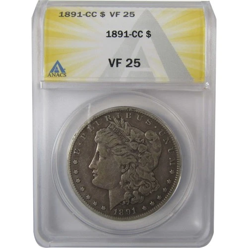 1891 CC Morgan Silver Dollar VF 25 ANACS $1 Coin SKU:I25012