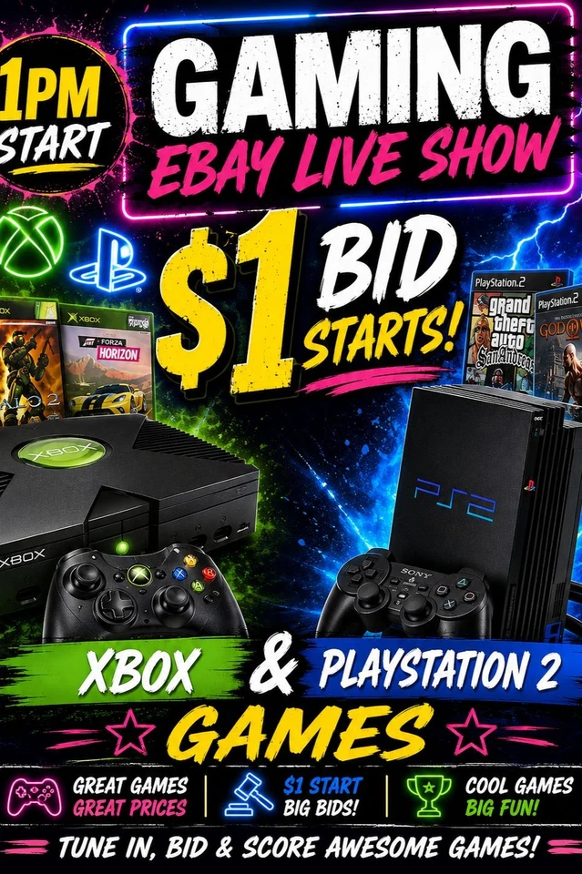 🔥🔥Gaming Bundles XBOX Playstation 2 $1 Starts PS1 Controllers😎😎