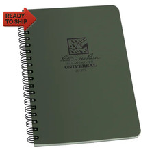 Weatherproof Side Spiral Notebook, 4.625" X 7", Green Cover, U