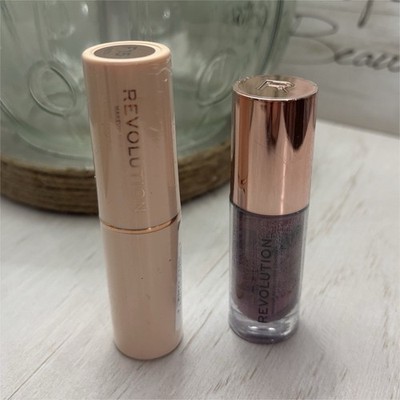 Revolution Makeup Lip Swirl Lip Gloss Purple & Foundation Stick F15