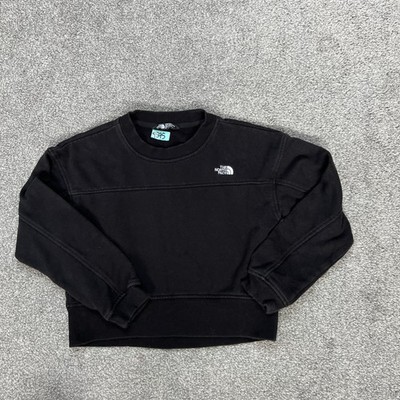 The North Face Sweatshirt Youth Small Black Crewneck Fleece Pullover Logo