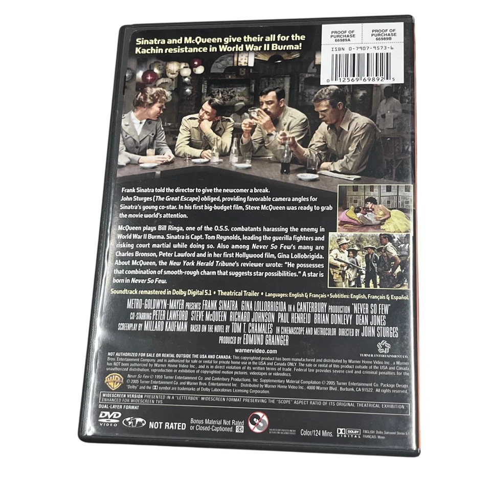 Frank Sinatra DVD Movie Lot Never So Few Man Golden Arm Manchurian Candidate - Image 3 of 4