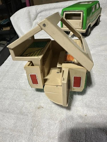 Vintage Tonka Green Van W/ Pop Up Camper 1970s Pressed Steel USA Toy