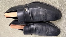 Gucci Mens Black Leather Loafers G Logo Horsebit Style Size 10D Made in Italy