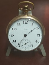 Rare Waltham USA Blue Chrome Hands Gold Filled 15 Jewels Pocket Watch Serviced