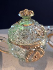 Vintage Clear Glass Creamer & Lidded Sugar Bo...