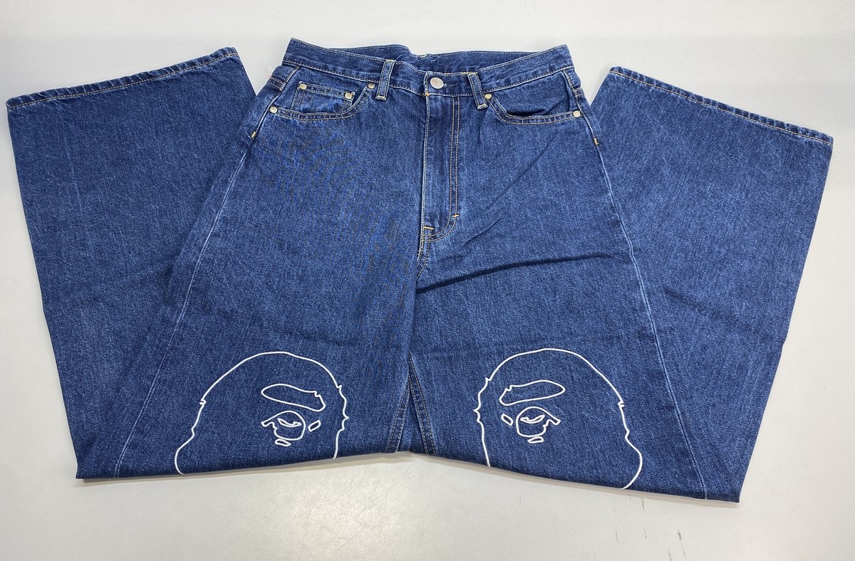 BAPE Womens Jean Blue Size S Ape Head Embroidery Oversized Fit