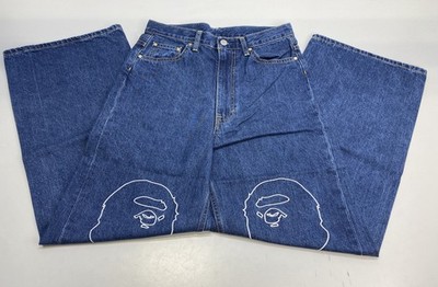 BAPE Womens Jean Blue Size S Ape Head Embroidery Oversized Fit