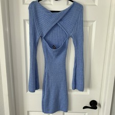 Divided Women’s Light Blue Ribbed Knit Long Sleeve Bodycon Sweater Dress Size XS