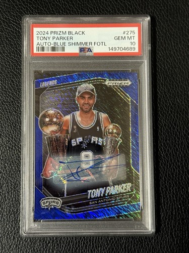 TONY PARKER PSA 10 2024 PANINI PRIZM BLACK #275 LEGENDS AUTO BLUE SHIMMER 20/25
