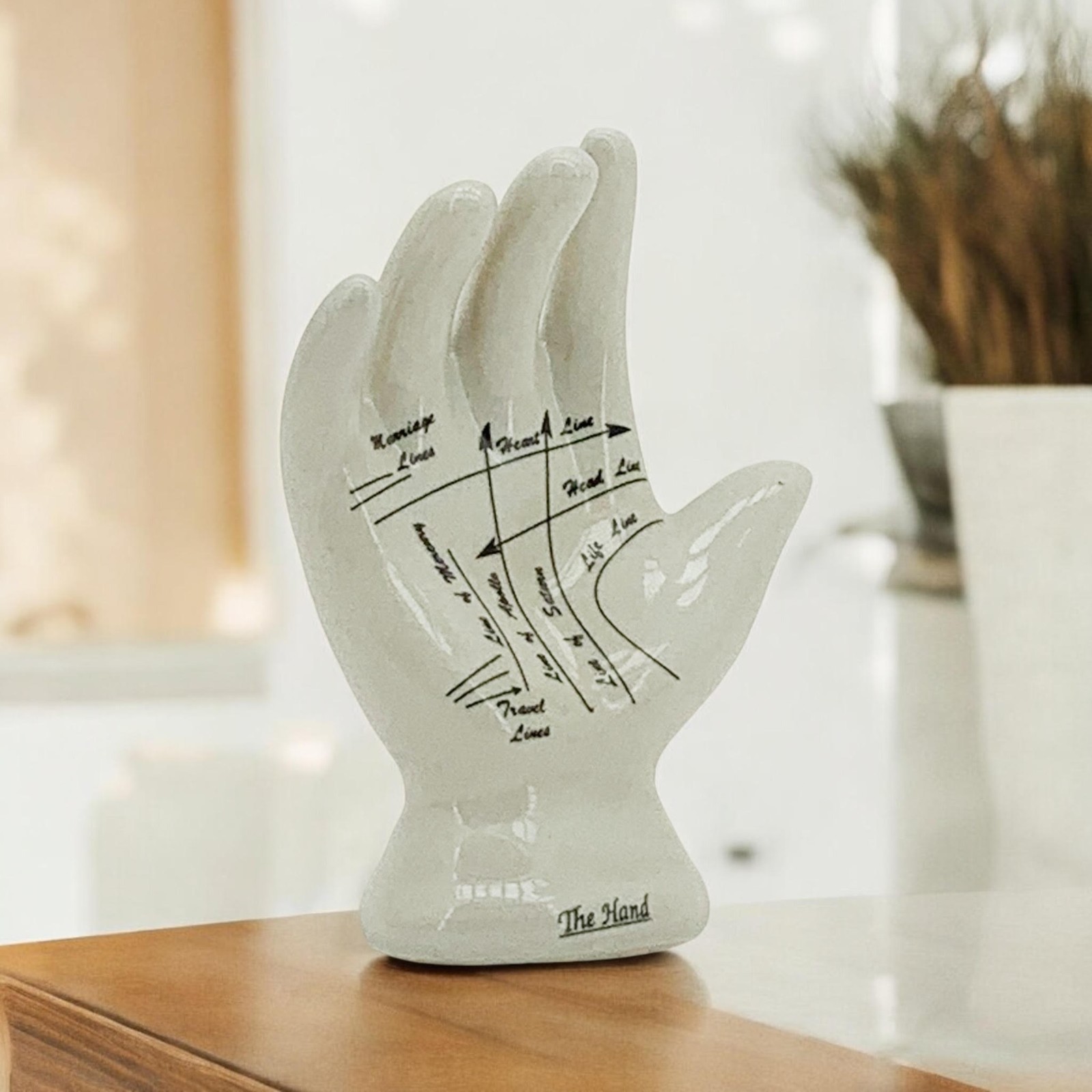 Palmistry Hand Ceramic Crackle Phrenology Cream Small Home Décor