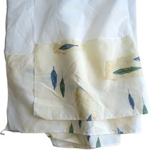 Vintage Wamsutta King Bed Skirt Feather Print White Beige 13" Drop Made in USA