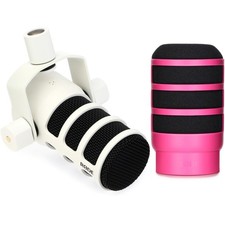 Rode PodMic Cardioid Dynamic Broadcast Microphone with Pop Filter - White/Pink