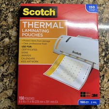 Scotch Thermal Laminating Pouches 150 Pack 8.9 x 11.4 inches 3 ml New Sealed.