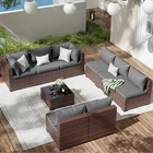 Patio Furniture Set, Outdoor Patio Furniture Wicker Furniture Couch Set, 9 Piece