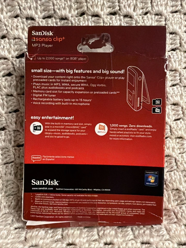 SanDisk Sansa Clip+ Plus Reproductor MP3 WMA Grabadora de Voz Radio FM 8 GB Nuevo Foto 2 de 4