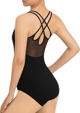 Dance Leotard for Women Camisole Ballet Wear,Double Straps with Mesh Back,Che...