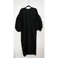 Nackiye Dress  - Size 1 - Oversized Black Long Balloon Puff Sleeves Cotton Maxi