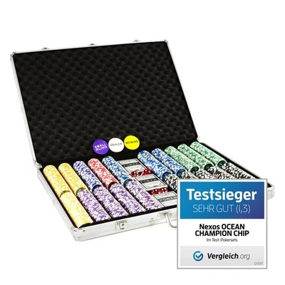 Pokerkoffer 1000 abgerundete Laser Chips Pokerchips Pokerset Poker Koffer - Bild 1 von 4
