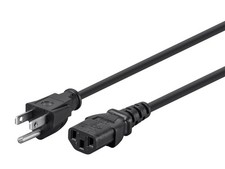 3-Prong Power Cord - 1 Feet - Black NEMA 5-15P to IEC 60320 C13, 16AWG, 13A