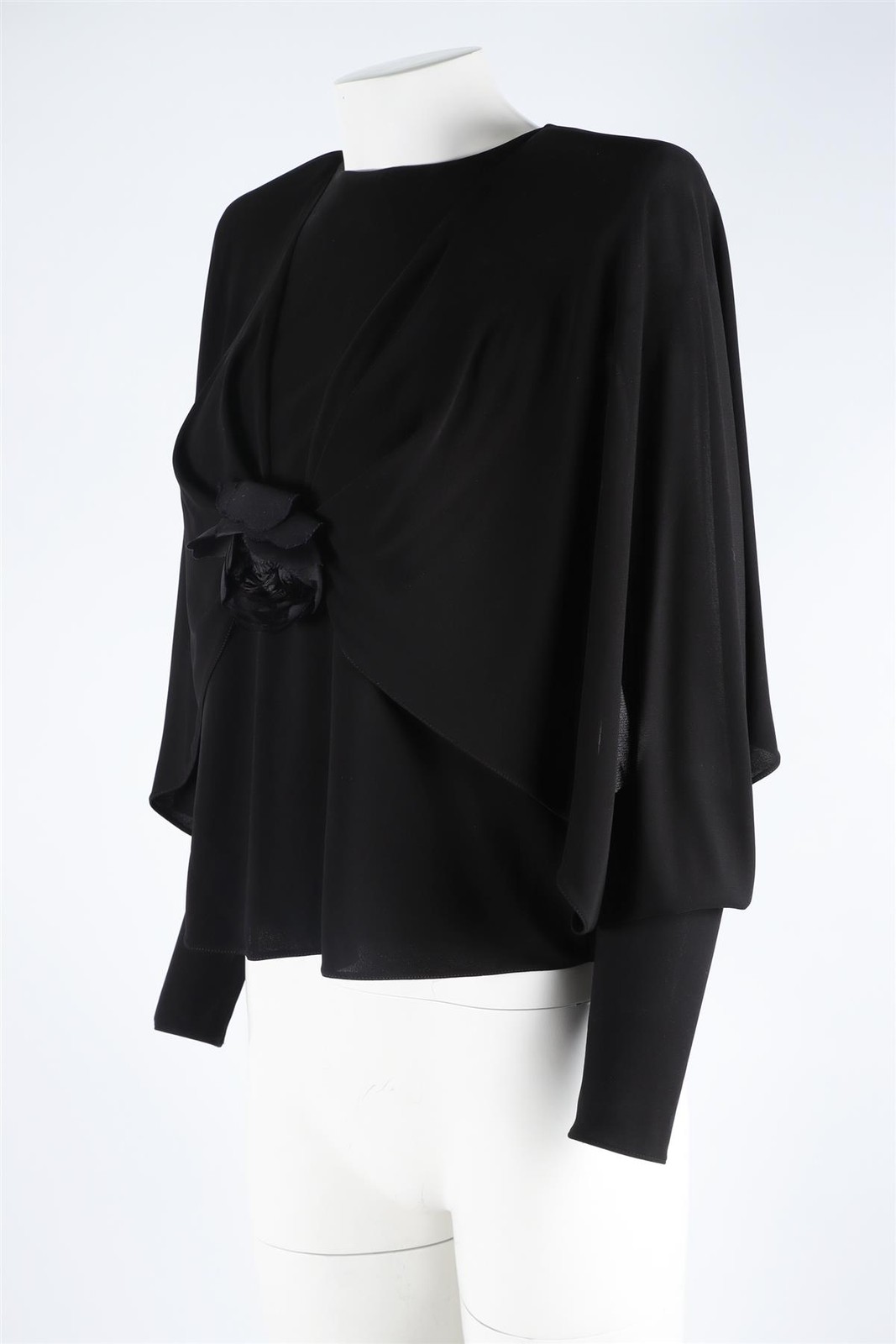 SAINT LAURENT TOP CREPE MEDIO NERO 2022