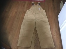 Vintage Carhartt Quilted Lined Canvas Overalls Mens Size 42x28 Brown R02 BRN USA